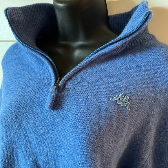 Lambswool Robe Di Kappa cornflower Blue Sweater stunning m quarter zip knit - Picture 2 of 5